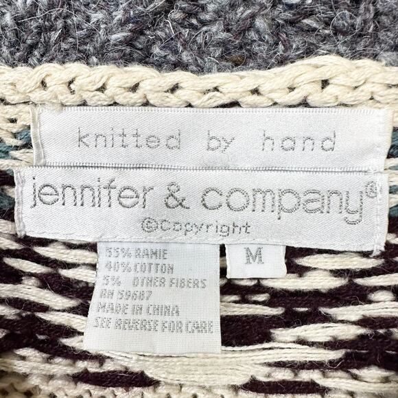 Vintage Jennifer & Co Chunky Hand Knitted Cardigan Size M Nordic Southwestern - Picture 7 of 11